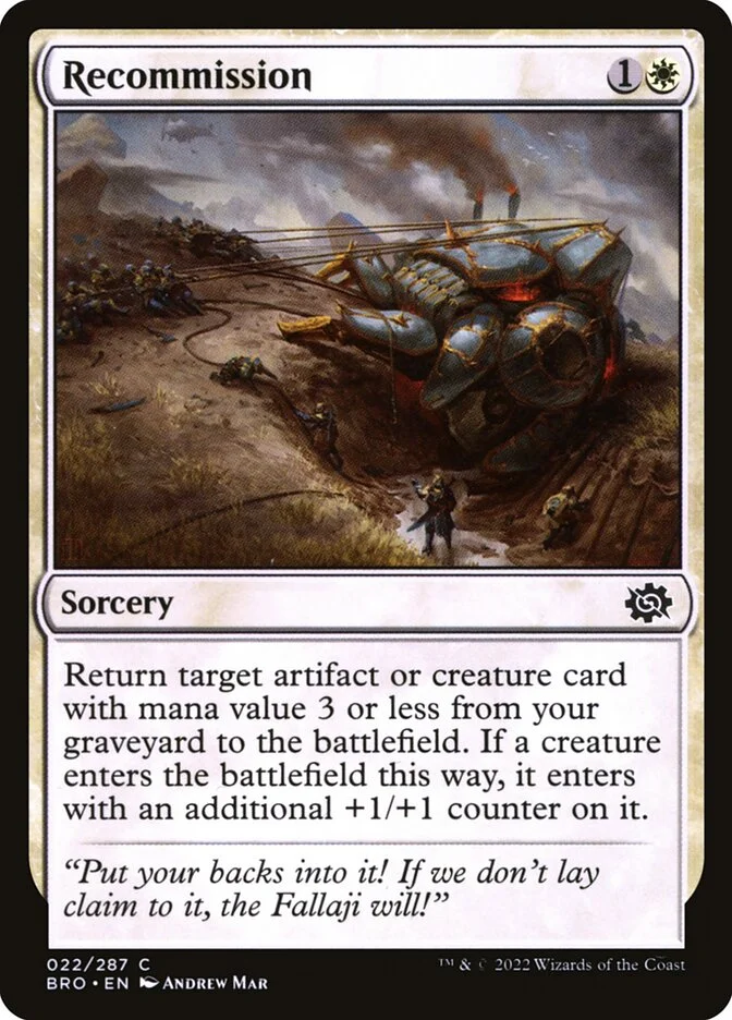Recommission (The Brothers' War) - Magic: The Gathering in TCG Land