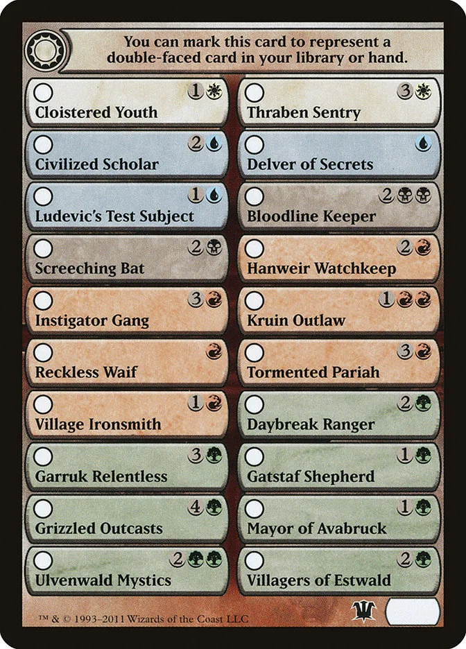 Innistrad Checklist (Innistrad Tokens) - Magic: The Gathering in TCG Land
