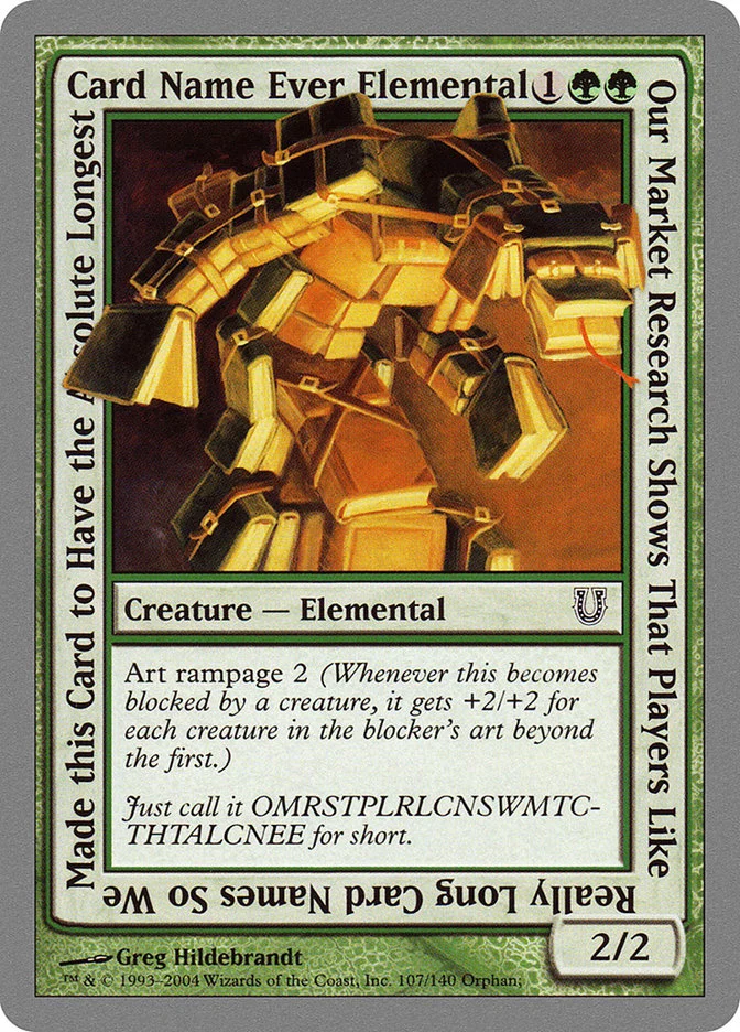 Our Market Research Shows That Players Like Really Long Card Names So We Made this Card to Have the Absolute Longest Card Name Ever Elemental (Unhinged) - Magic: The Gathering in TCG Land