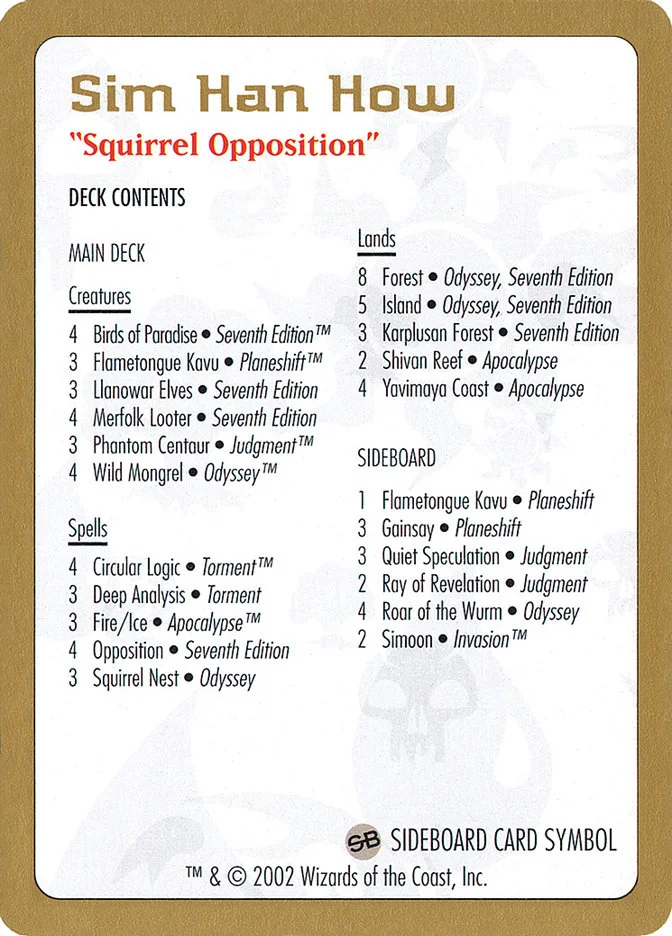 Sim Han How Decklist (World Championship Decks 2002) - Magic: The Gathering in TCG Land México