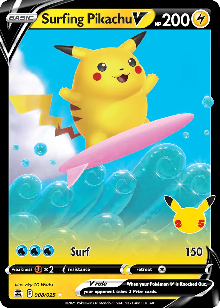 Surfing Pikachu V (Celebrations) - Pokémon in TCG Land México