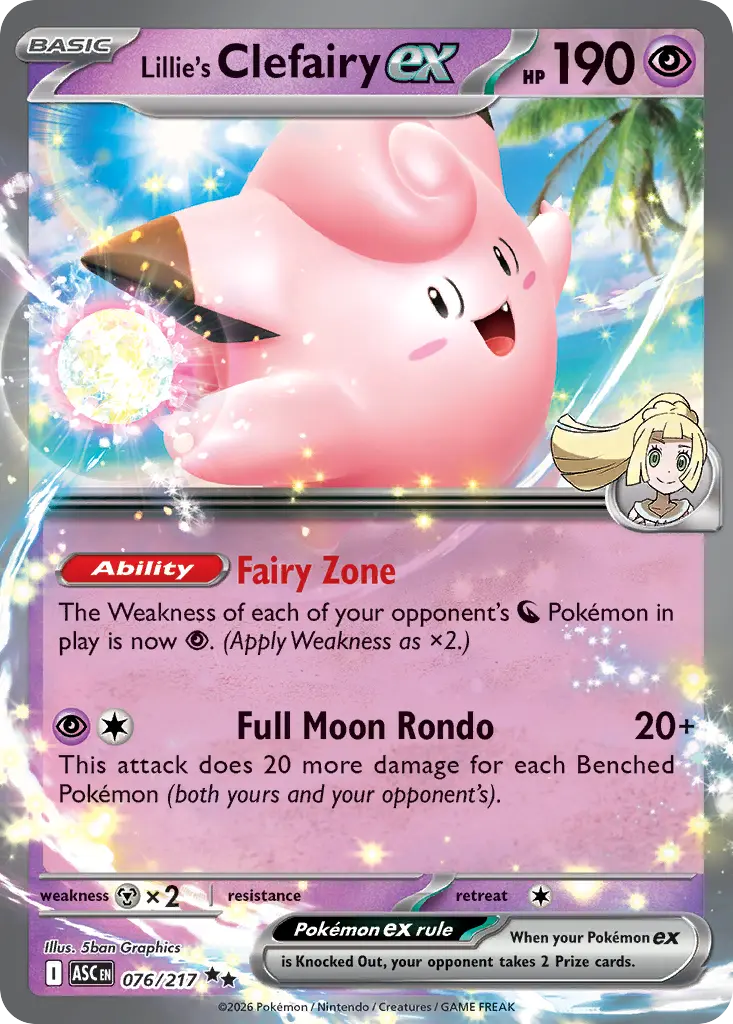 Lillie's Clefairy ex (Ascended Heroes) - Pokémon in TCG Land México