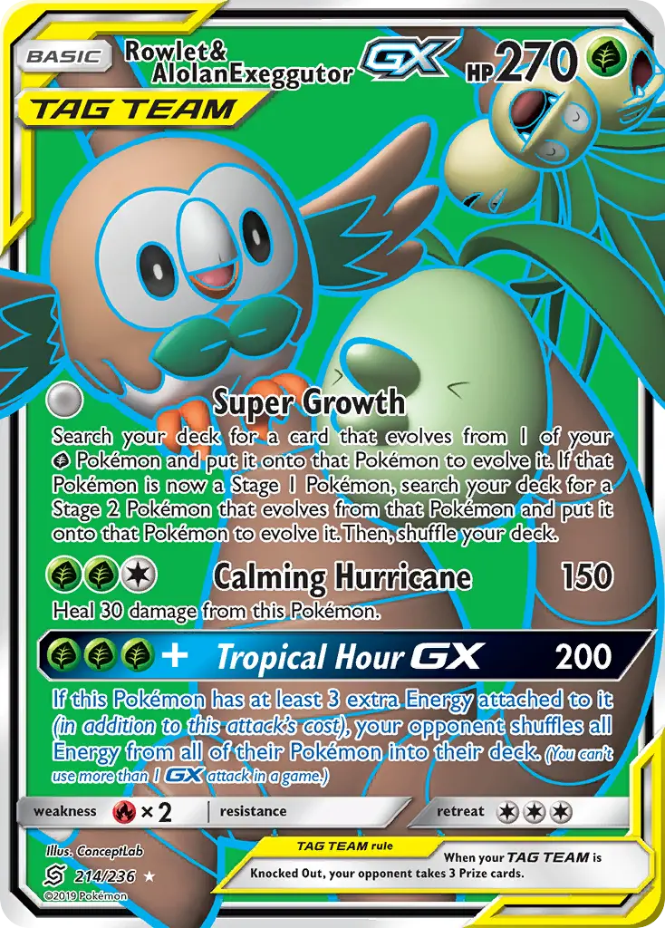 Rowlet & Alolan Exeggutor-GX (Unified Minds) - Pokémon in TCG Land México