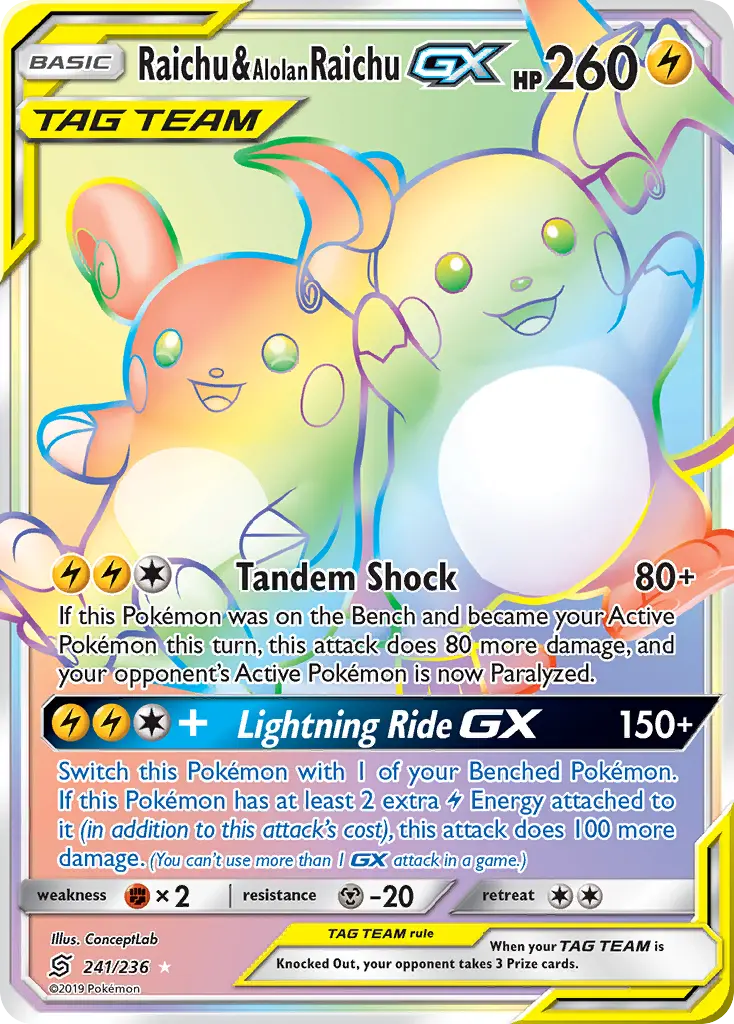 Raichu & Alolan Raichu-GX (Unified Minds) - Pokémon in TCG Land México