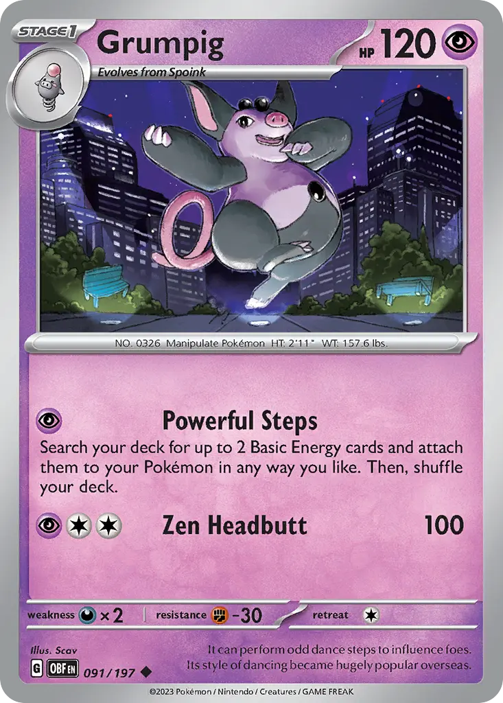 Grumpig (Obsidian Flames) - Pokémon in TCG Land