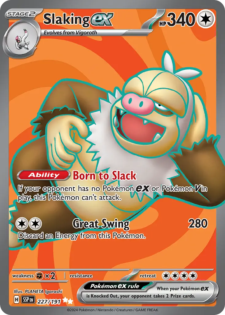 Slaking ex (Surging Sparks) - Pokémon in TCG Land
