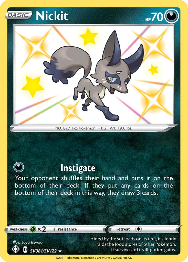 Nickit (Shining Fates Shiny Vault) - Pokémon in TCG Land
