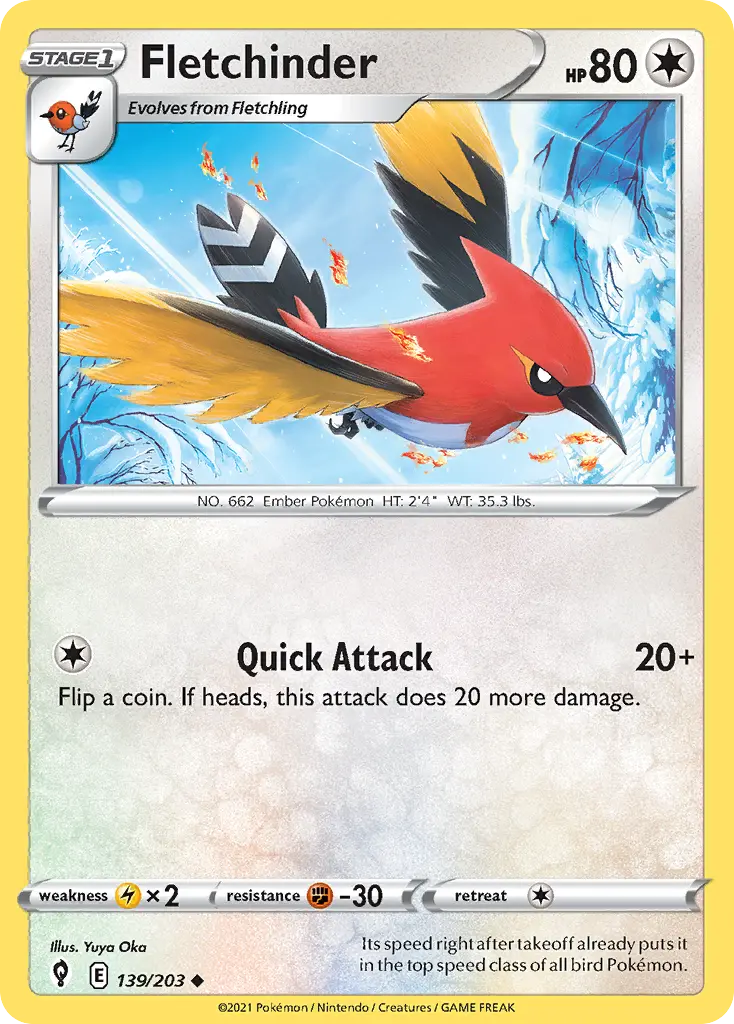 Fletchinder (Evolving Skies) - Pokémon in TCG Land