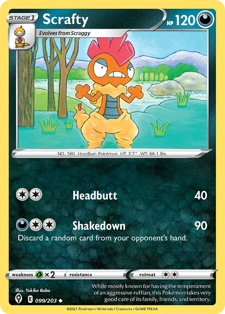 Scrafty (Evolving Skies) - Pokémon in TCG Land México