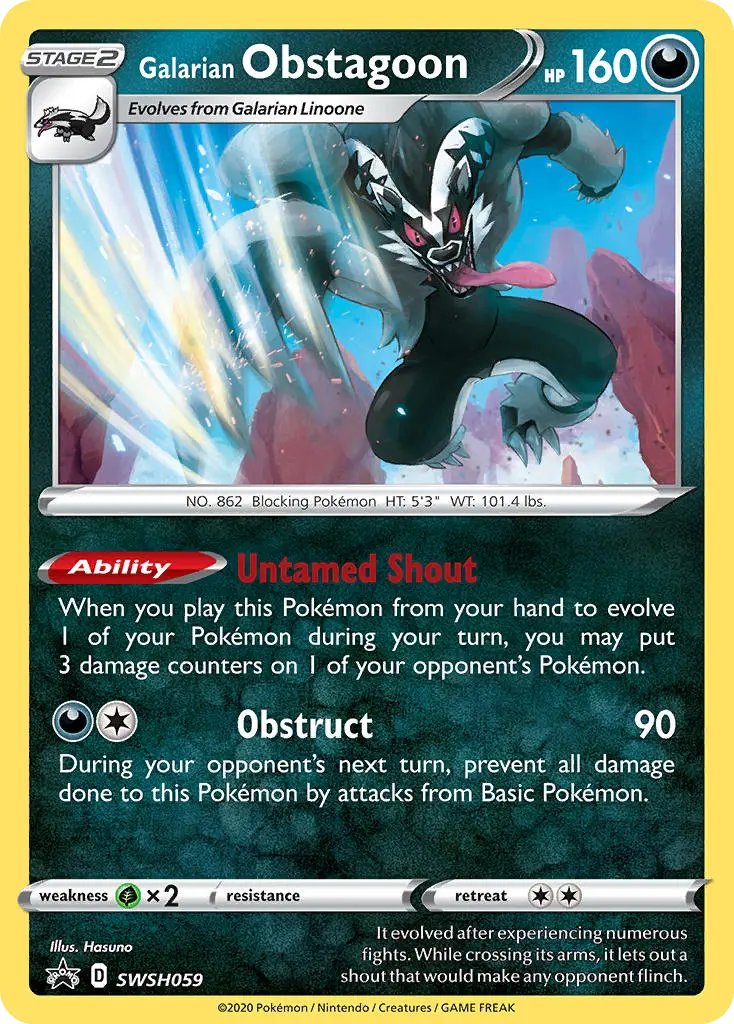Galarian Obstagoon (SWSH Black Star Promos) - Pokémon in TCG Land México