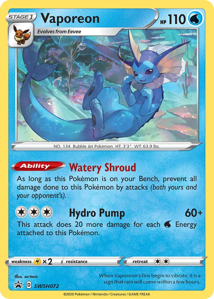 Vaporeon (SWSH Black Star Promos) - Pokémon in TCG Land México