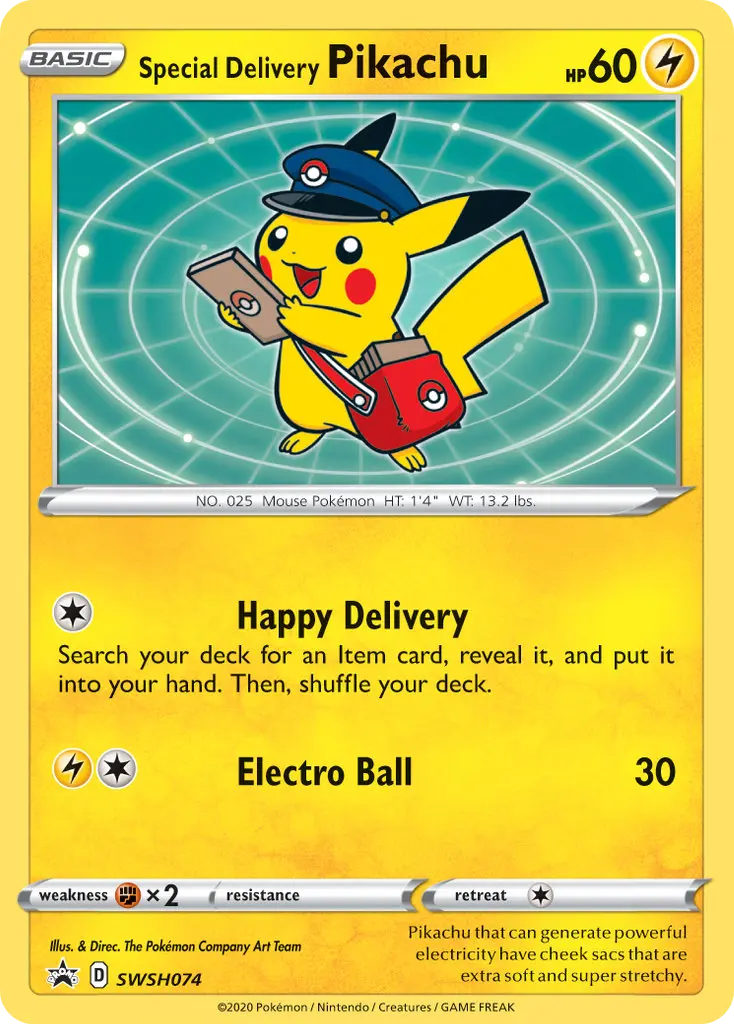 Special Delivery Pikachu (SWSH Black Star Promos) - Pokémon in TCG Land México