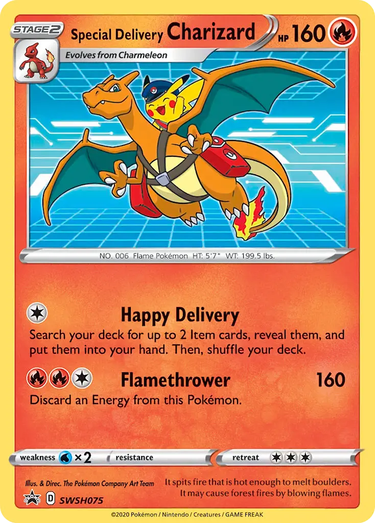 Special Delivery Charizard (SWSH Black Star Promos) - Pokémon in TCG Land México